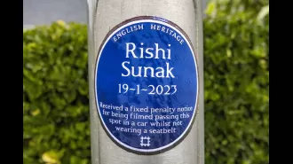 Blue plaque ‘commemorates’ spot where Rishi was filmed not wearing a seatbelt