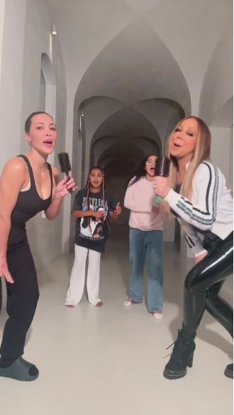 Monroe and North Carey's daughters were mortified when they saw famous mothers in a new video. The girls were seen giggling and covering their faces while Kim Kardashian and Mariah Carey's daughters were seen dancing and playing.