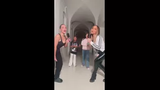 Monroe and North Carey's daughters were mortified when they saw famous mothers in a new video. The girls were seen giggling and covering their faces while Kim Kardashian and Mariah Carey's daughters were seen dancing and playing.