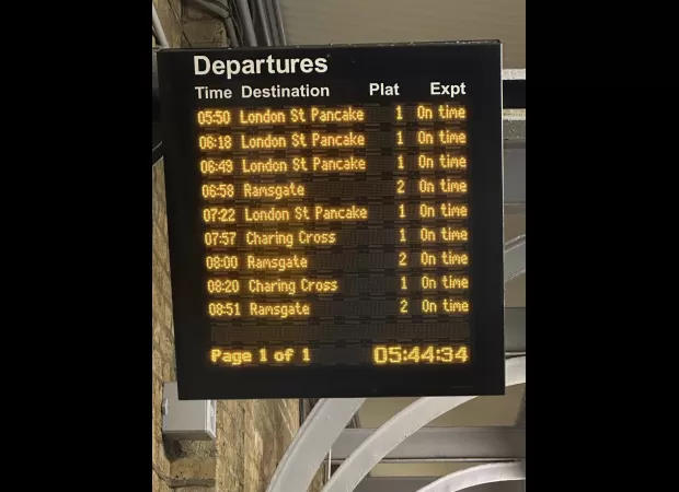 Commuters in the UK were in for a surprise when they spotted a “London St Pancake” station on the rail network. Many of them took to social media to express their shock and displeasure at the unusual location.