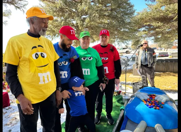 Gran had an extreme fondness for M&Ms to the point that she was laid to rest in a coffin shaped like a giant one.