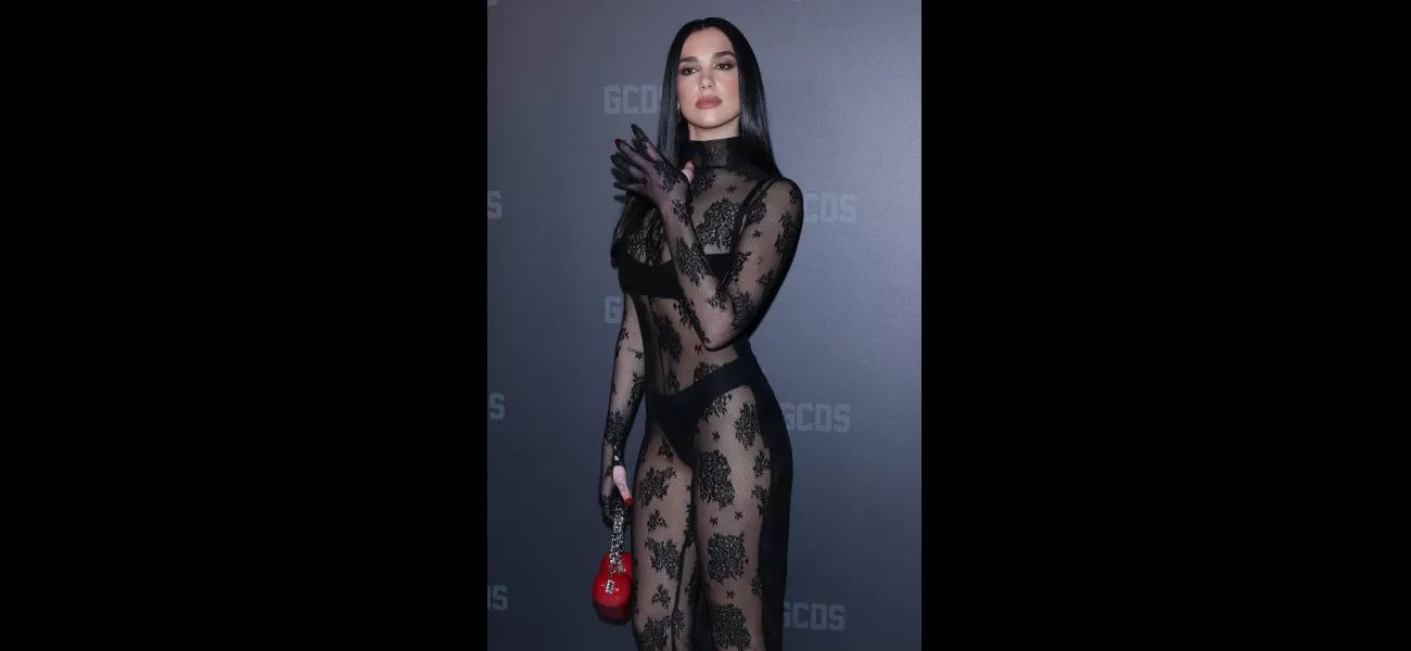 At Milan Fashion Week, Dua Lipa made a statement in a sheer lace bodystocking and black lingerie, impressing the audience.