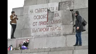 A monument dedicated to the Soviet Army in Bulgaria was defaced with red paint.