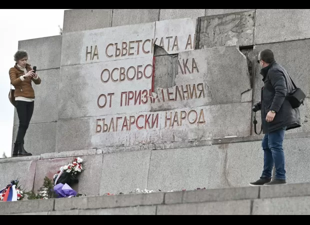A monument dedicated to the Soviet Army in Bulgaria was defaced with red paint.