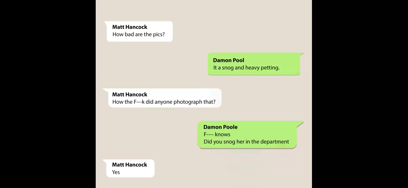 Text: Messages between MPs show that Health Secretary Matt Hancock was trying to save his political career after media reports of potentially damaging photos.