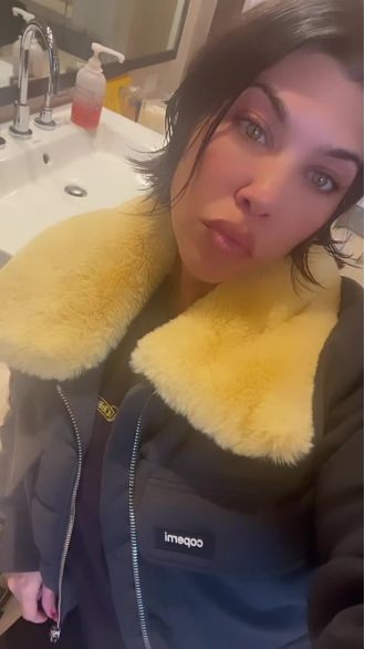 Kourtney has taken a cue from Kim and changed her hair to a blond color.