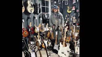 Johnny Depp touched down at an antiques centre by helicopter before picking out some unusual items for his London residence.