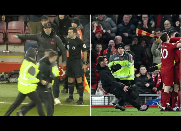 Jurgen Klopp was very upset with a Liverpool fan who ran onto the field during their 7-0 win over Manchester United and injured Andy Robertson.