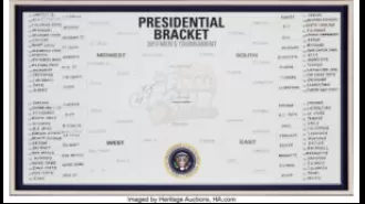 It is expected that President Obama's signed NCAA tournament bracket from 2013 will be sold for $20,000 in an auction.