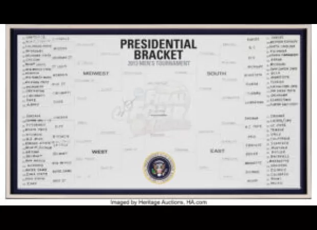 It is expected that President Obama's signed NCAA tournament bracket from 2013 will be sold for $20,000 in an auction.