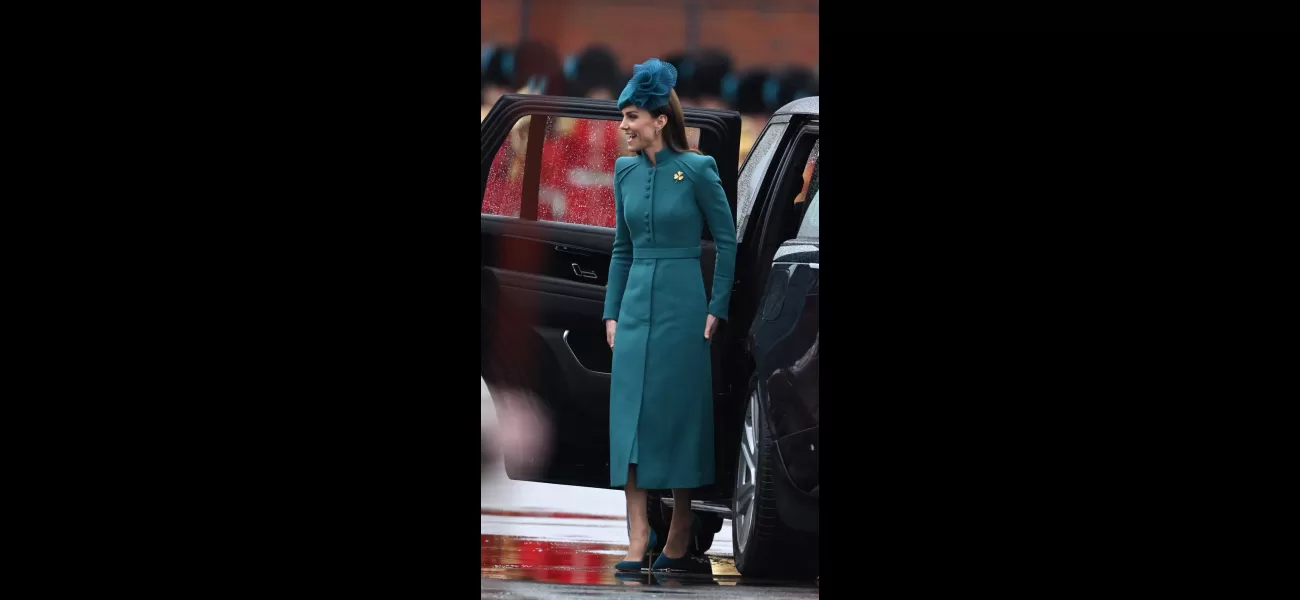 At the St Patrick's Day parade, Kate Middleton and Prince William made a stylish appearance, with Kate wearing a stunning turquoise coat from Catherine Walker.