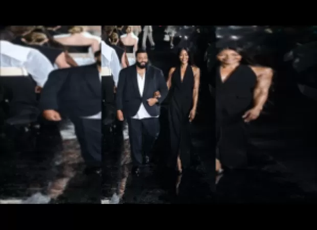 DJ Khaled made a memorable entrance to the runway, walking alongside supermodel Naomi Campbell.