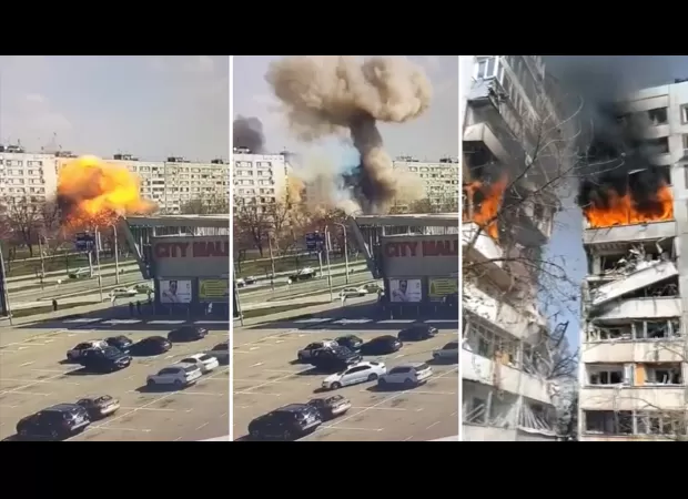 Russia seen on CCTV shelling city brutally and without mercy.