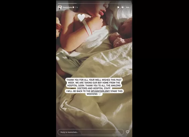 Lea Michele updates fans on her son Ever's health after a worrying hospital visit.