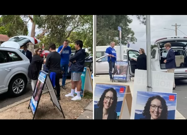 Gina Rinehart seen at polling station on election day, showing support for the Liberal Party.