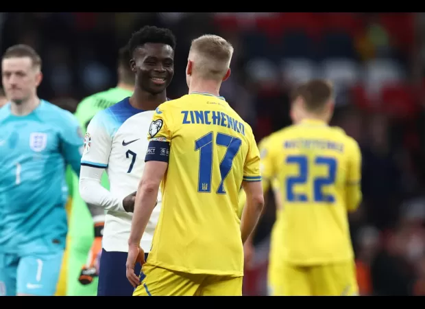 Zinchenko vows payback against Saka after Ukraine loses to England in international match.
