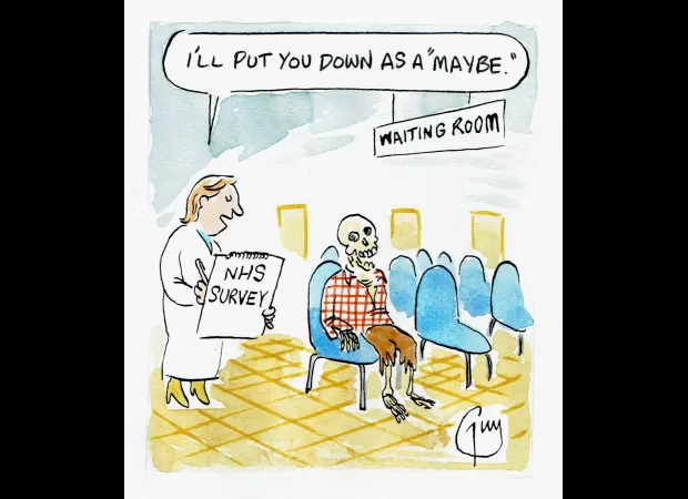 A cartoon satirizing the daily grind of city life, created by Guy Venables to bring a smile to readers' faces.