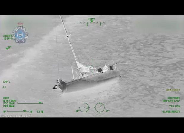 Dog was rescued from sinking yacht, thanks to life jacket, off WA coast.