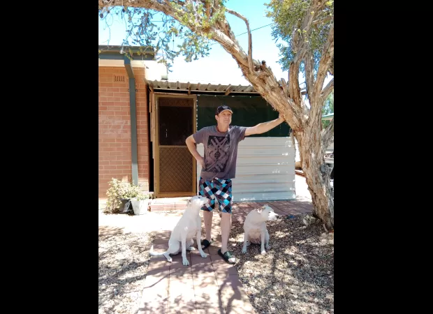 Shane's rent is rising, putting him in danger of losing his home with his two dogs.