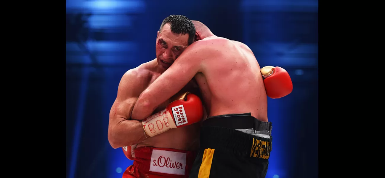 Boxers hold each other to rest and regain energy, as well as show respect for each other.