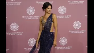 Zendaya dazzled in a sparkly sari, joined by Law Roach and Tom Holland for the NMACC Gala in India.