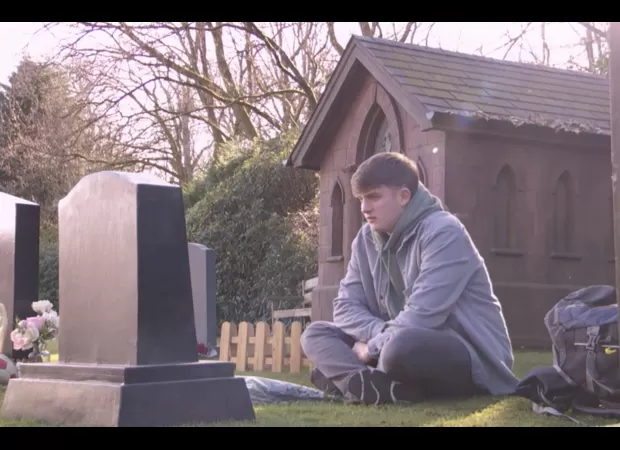 Charlie is devastated by his father Justin's death and expresses his hurt at Justin not being around for him.