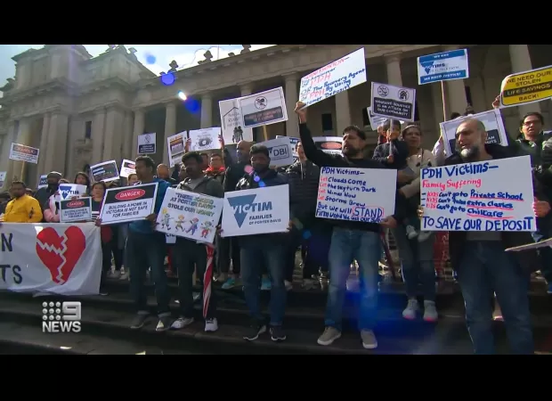 People affected by company closure wept and expressed their distress as they demonstrated for justice.