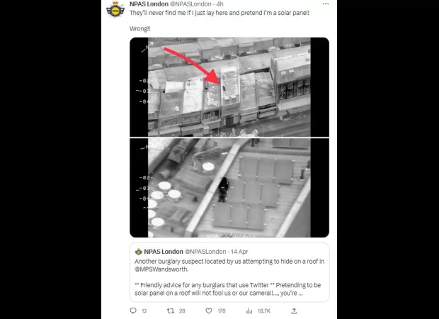 Burglar disguised self as solar panel to fool police, but wasn't very successful.