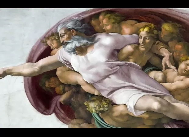 Michelangelo depicted himself as God on Sistine Chapel ceiling, reflecting his self-awareness.