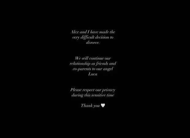 Alex and Toni have decided to end their marriage after two years.