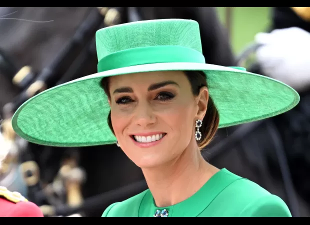 Kate wears green for Trooping the Colour, creating a matching ensemble.
