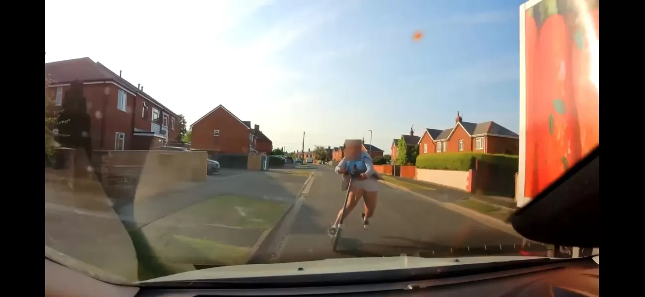 Driver nearly hit child on scooter in the street.