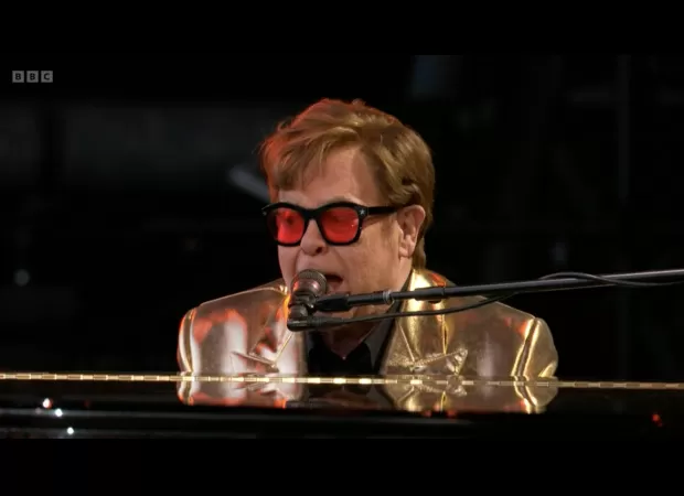 Elton John starts Glastonbury set with an important message.