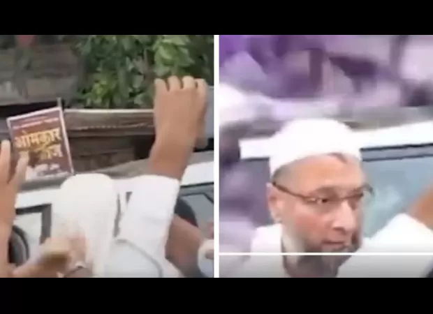 Owaisi loses temper after AIMIM worker attempts to cover his face with a shawl in Akola, Maharashtra.