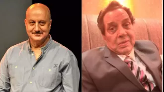 Anupam Kher shared a video of Dharmendra reciting a poem about mother at Karan Deol's wedding reception.