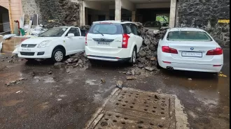 Five cars damaged during strong rain, luckily no one was hurt.