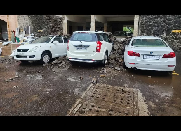 Five cars damaged during strong rain, luckily no one was hurt.