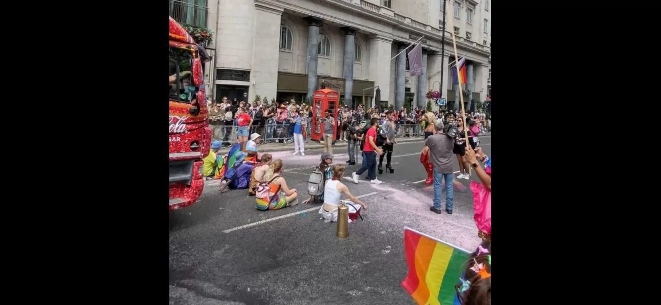 Stop Oil blocked Pride in London parade and vandalized the area with spray paint.