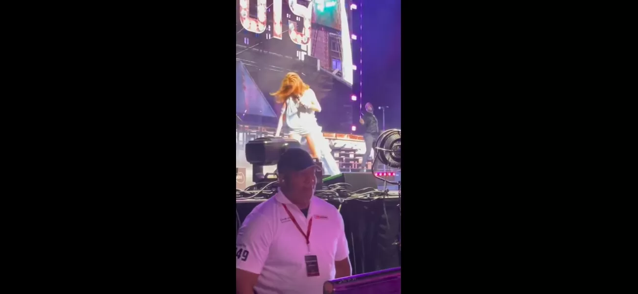 Shania Twain falls onstage in Illinois but swiftly recovers with grace.