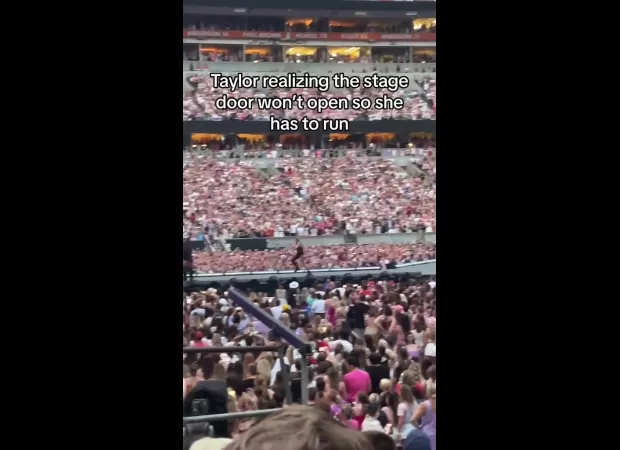 Taylor Swift had to quickly run backstage when the stage door malfunctioned on her 