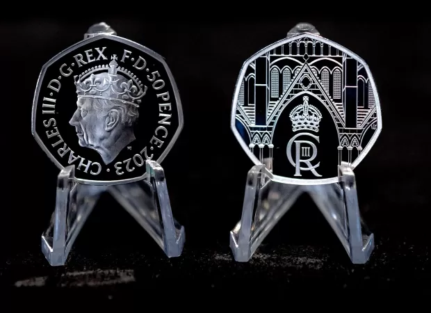 Charles I is no longer featured on 50p coins, symbolically turning the other cheek.