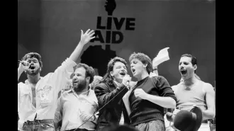 Iconic Live Aid sign thrown out as trash is worth thousands on Antiques Roadshow.