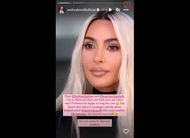 Andrea Bocelli responds to Kourtney's claim of 