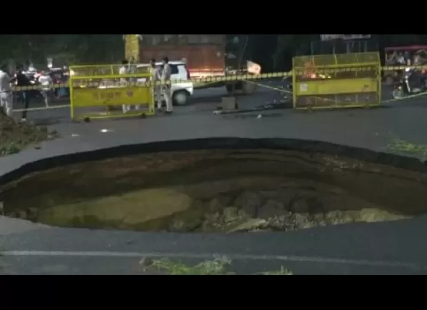 Heavy rains in Delhi cause road cave-in at Rohini & waterlogging at PWD Minister Atishi's house.