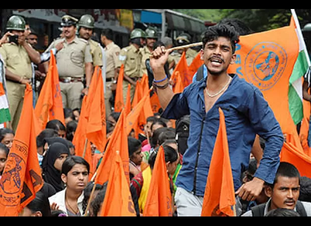 ABVP protests against missionary school in Madhya Pradesh's Sehore district.