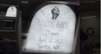 Police mocked a teen who was slain by displaying a fake tombstone of him in the break room.
