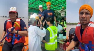Randeep Hooda and Lin Laishram provided rations to people affected by floods in Haryana.