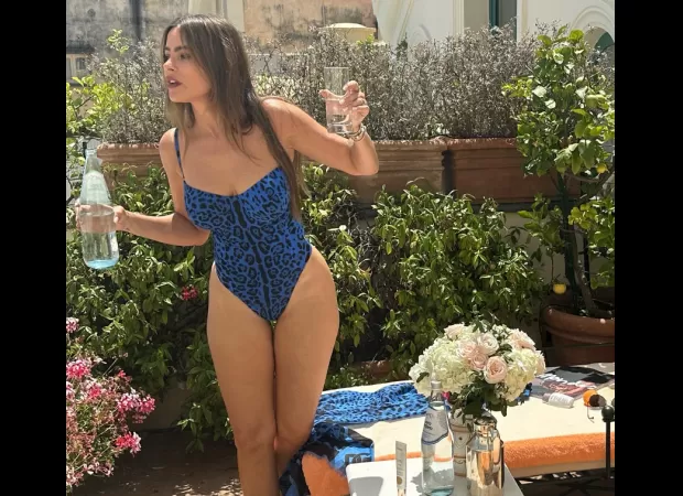 Sofia Vergara, 51, looks gorgeous in animal print swimsuit while enjoying the hot Italian weather.