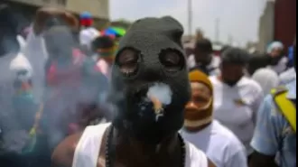 Protesters demand action to stop gang violence in Haiti.