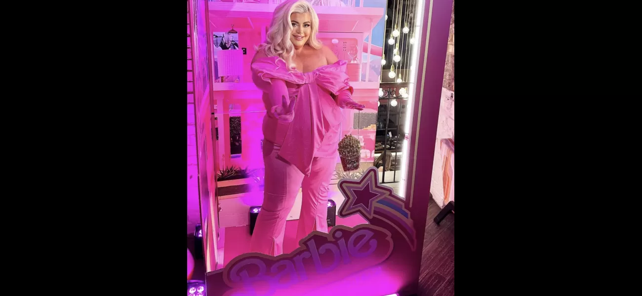 Gemma Collins rocks the Barbiecore look with a glamorous pink jumpsuit to mark the movie launch.